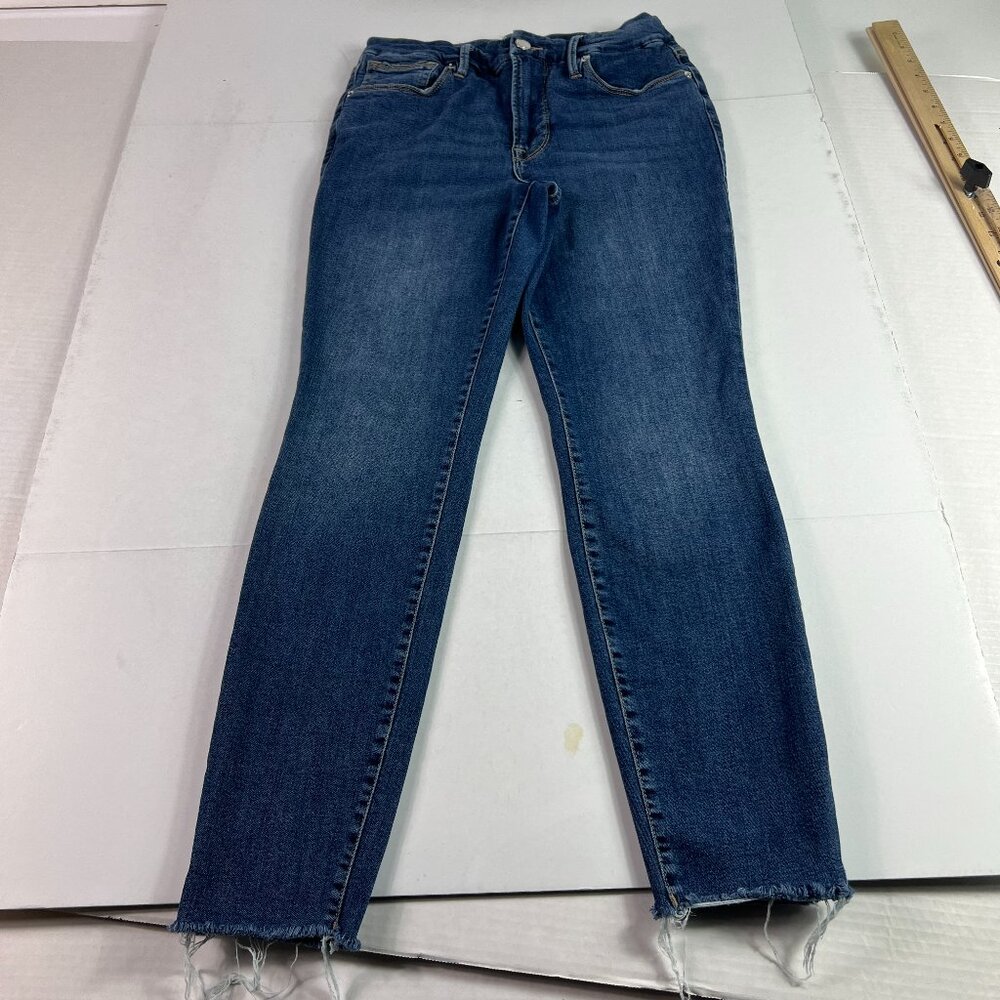 Good American Jean Women 27x25* Good Legs Skinny Mid Rise Crop Blue Denim Tag 28